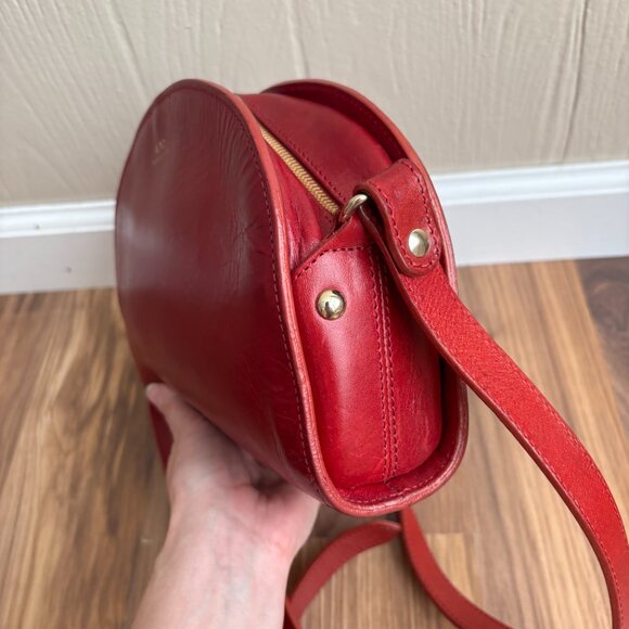 A.P.C. Demi-lune Leather Burgundy Bordeaux Red Crossbody Bag Purse - Picture 7 of 14